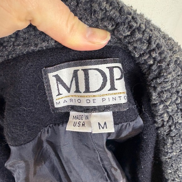 MDP Mario De Pinto Womens Black Wool Utility Jacket Sherpa Collar Made in USA M - Picture 8 of 8
